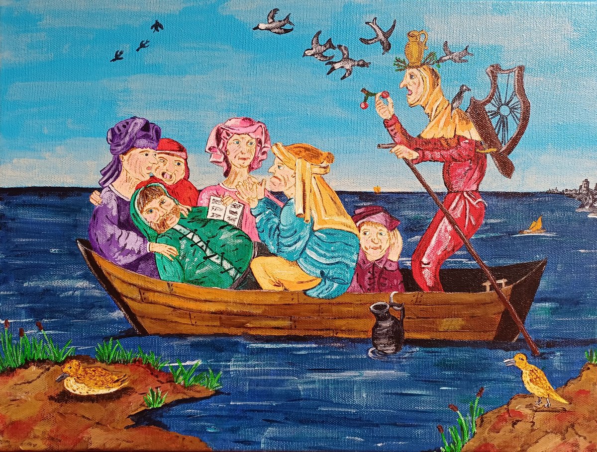 Naive Acrylic Painting , Sea Shanty By Corinne Hamer, 16 X 12, Artwork For Sale On Artfinder