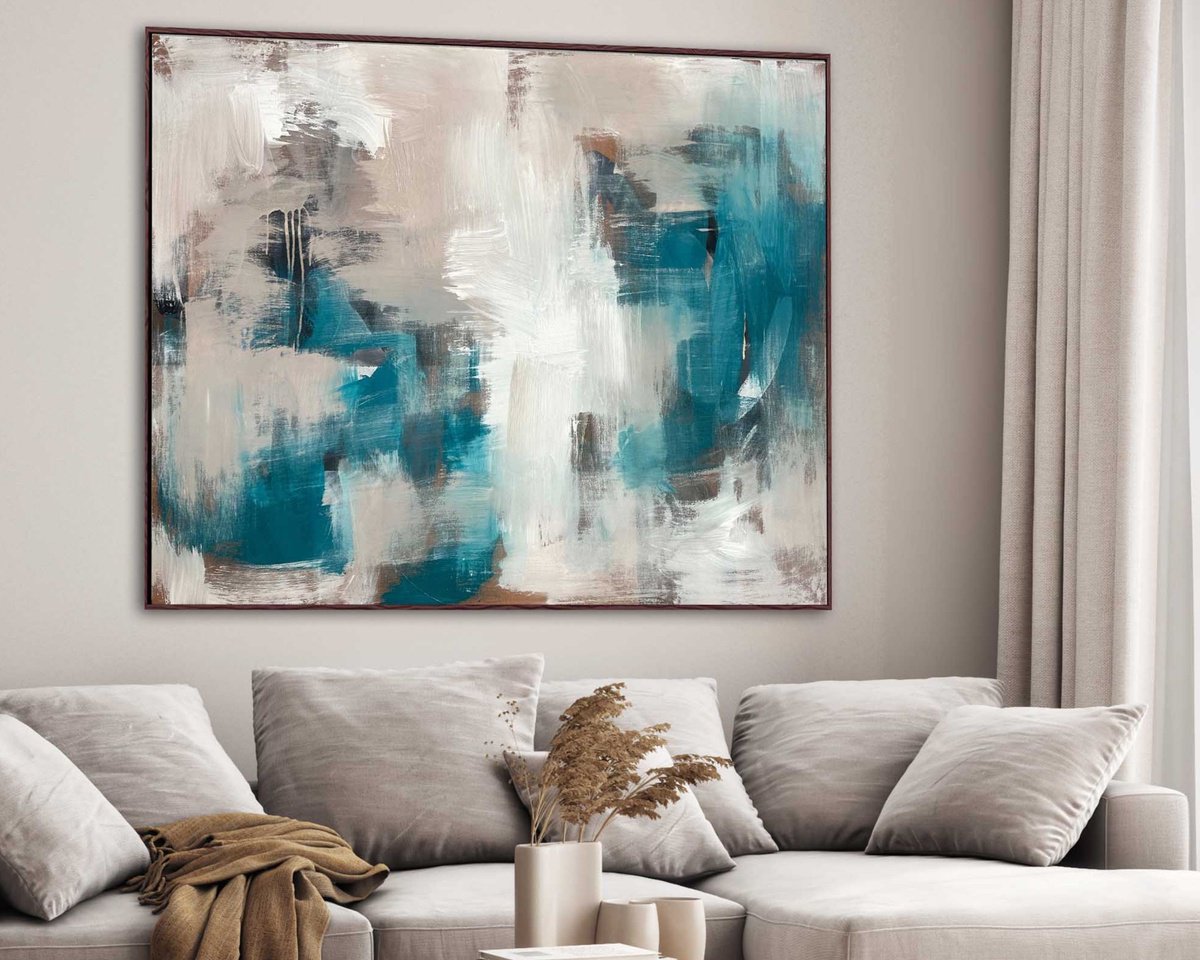 Abstract Acrylic Painting By Omar Obaid, 64 X 52", Good Intentions Iii, Original Artwork