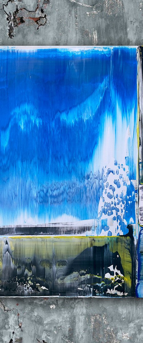 "I'll Put It On Ice" - Original PMS Abstract Acrylic Painting On Recycled Wooden Desk Panel - 27" x 26" by Preston M. Smith (PMS)