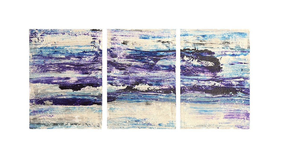 Abstract Transport Painting By Mattia Paoli, 59 X 28", Ab#330 Trittico Oceano, Original Artwork