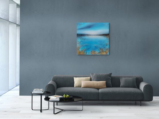 A beautiful large modern structured semi-abstract painting "Sound of the day"