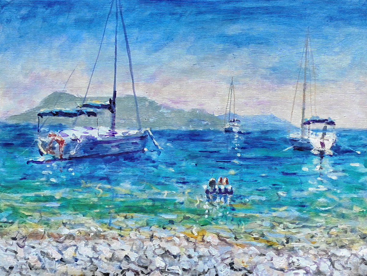 Sailing Escape By Dimitris Voyiazoglou, 20 X 17, Artwork For Sale On Artfinder