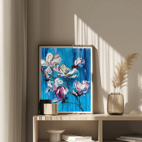 Magnolia on Turquoise