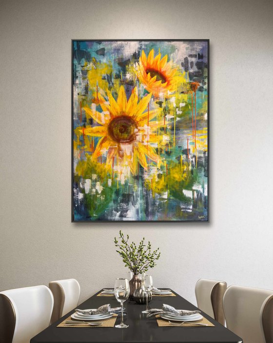 Let me be free ! Abstract Sunflower art