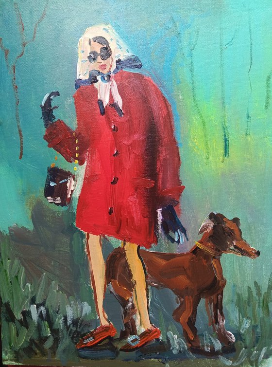 Happy Girl with a Dog
