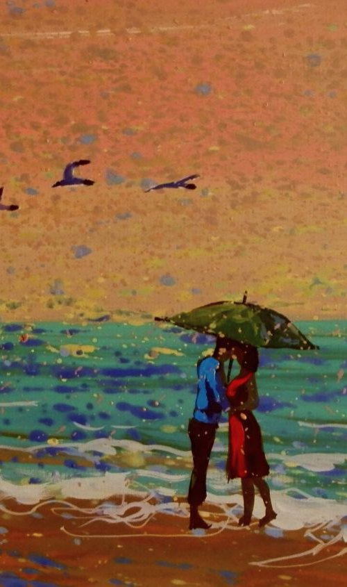 Marine kiss. original painting 29,5x21 cm by Sergey  Kachin