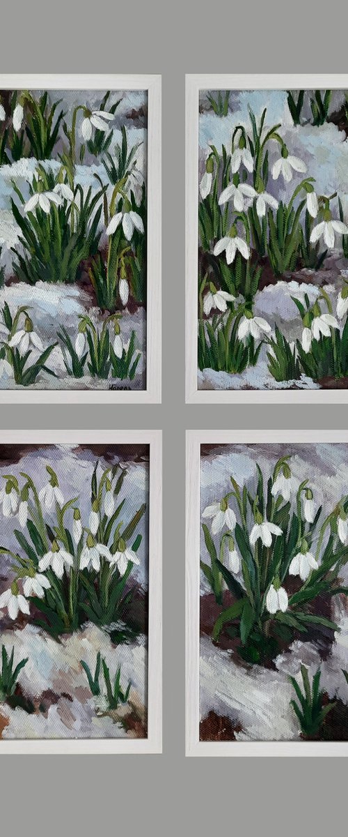 Snowdrops - Original  oil painting (2021) by Svetlana Norel