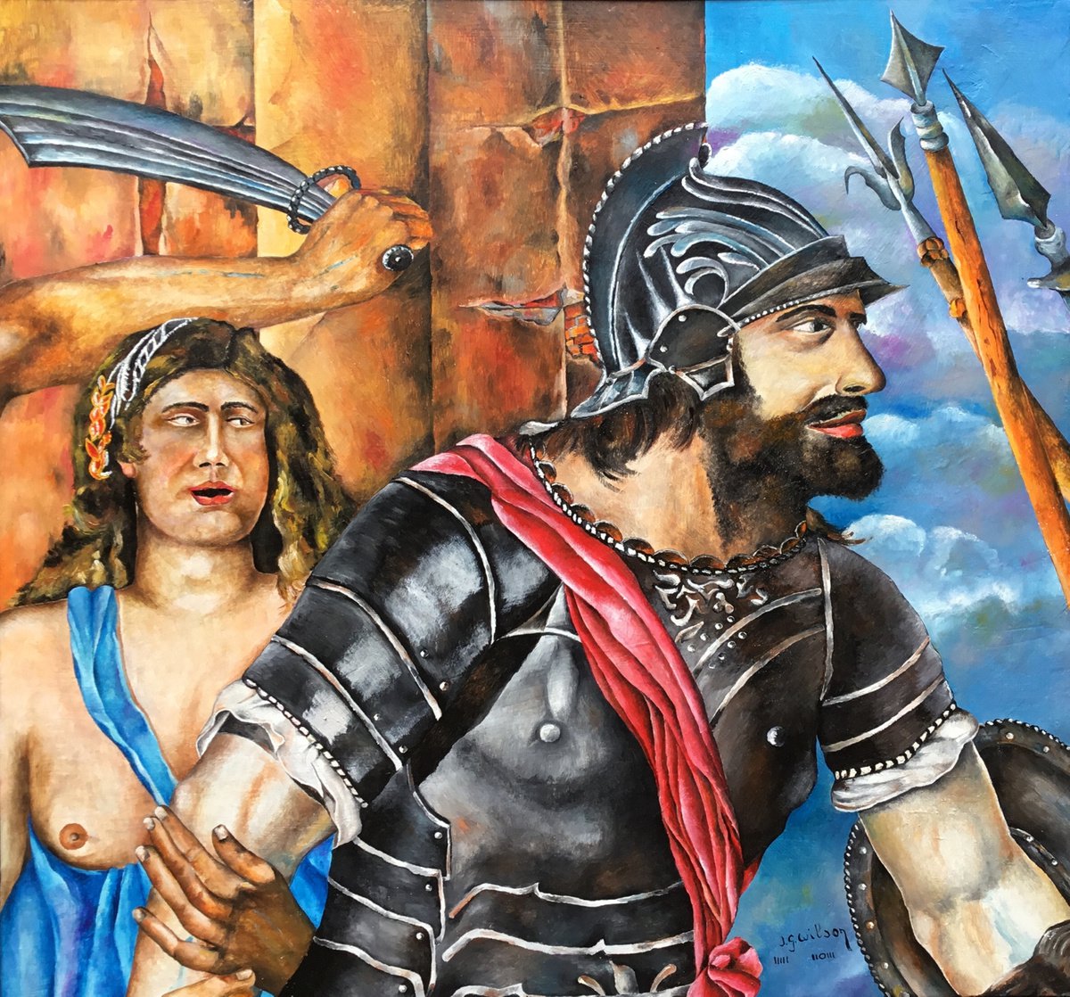 Portrait Oil Painting By Jg Wilson, 24 X 22, Romulus, Original Artwork