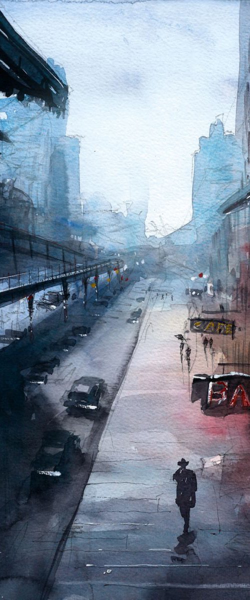 New York - Blue night by Nicolas Jolly