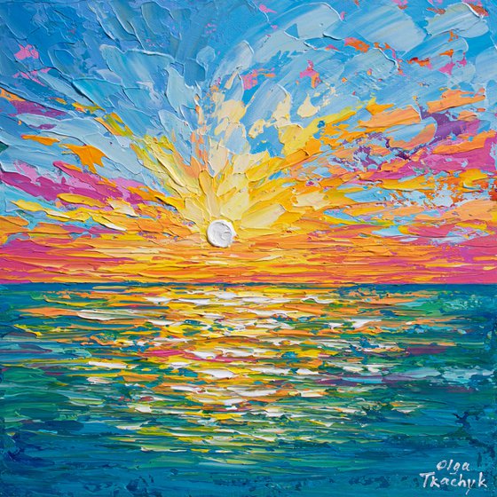 Sunset over the sea- Original Acrylic Painting on Canvas