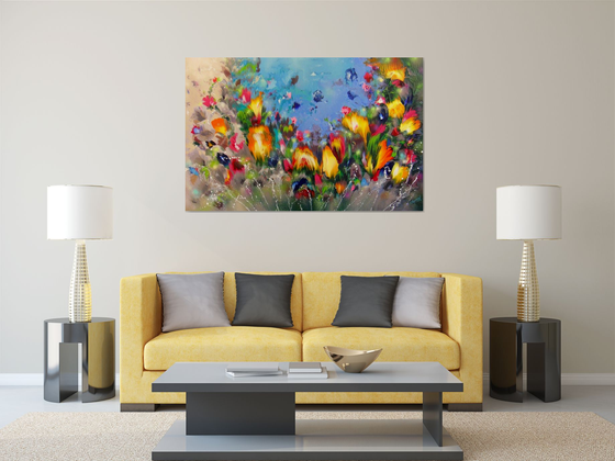 "Flowers" VERY LARGE Floral Painting