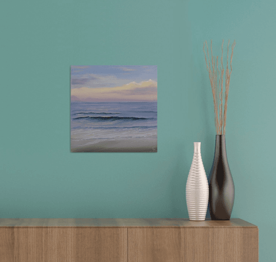 Sunrise at Ocracoke, plein air seascape oil painting on canvas by Eva Volf