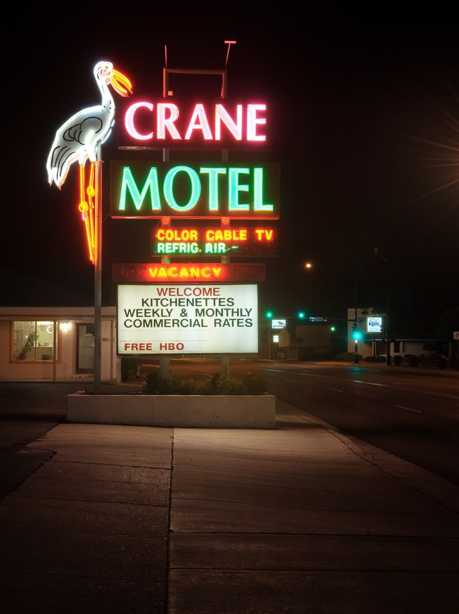Crane Motel. (152x203cm) by Tom Hanslien