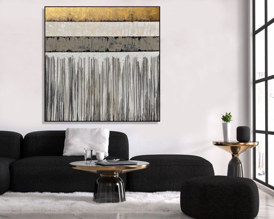 Courage - XL LARGE, GOLD ABSTRACT ART – EXPRESSIONS OF ENERGY AND LIGHT. READY TO HANG!