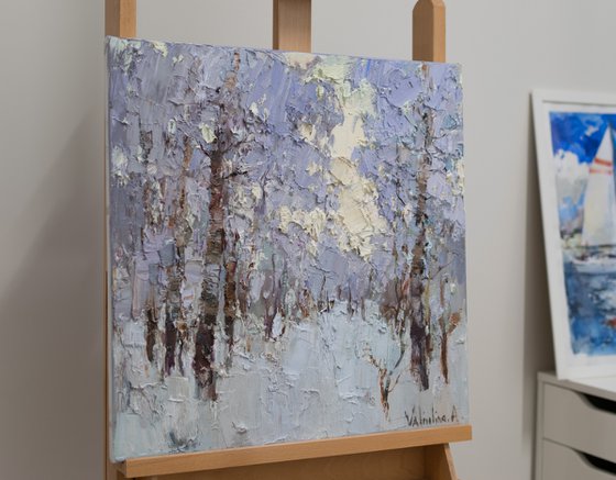 Winter forest - Original oil Landscape painting