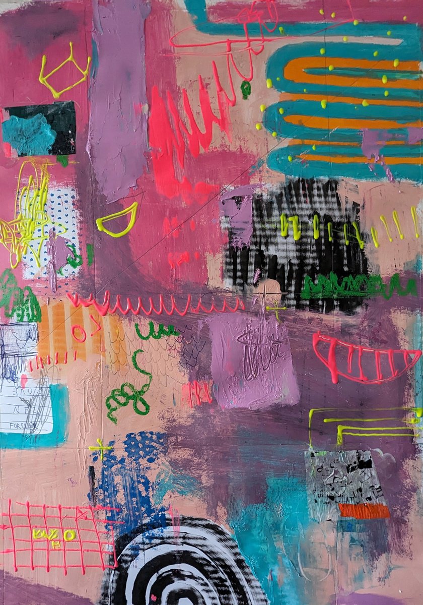 Abstract Painting By Jenny Furman, 19 X 27, Look At The Stars, Original Artwork