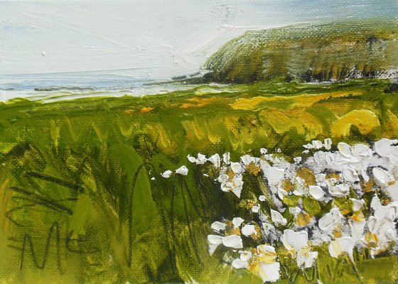 St. Bees Head over Wild Flowers and Mist II