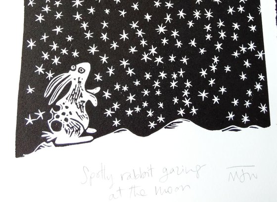 Spotty Rabbit Gazing at the Moon