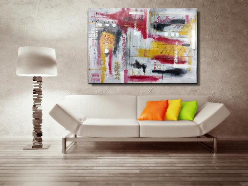 large paintings for living room/extra large painting/abstract Wall Art/original painting/painting on canvas 120x80-title-c817 by Sauro Bos