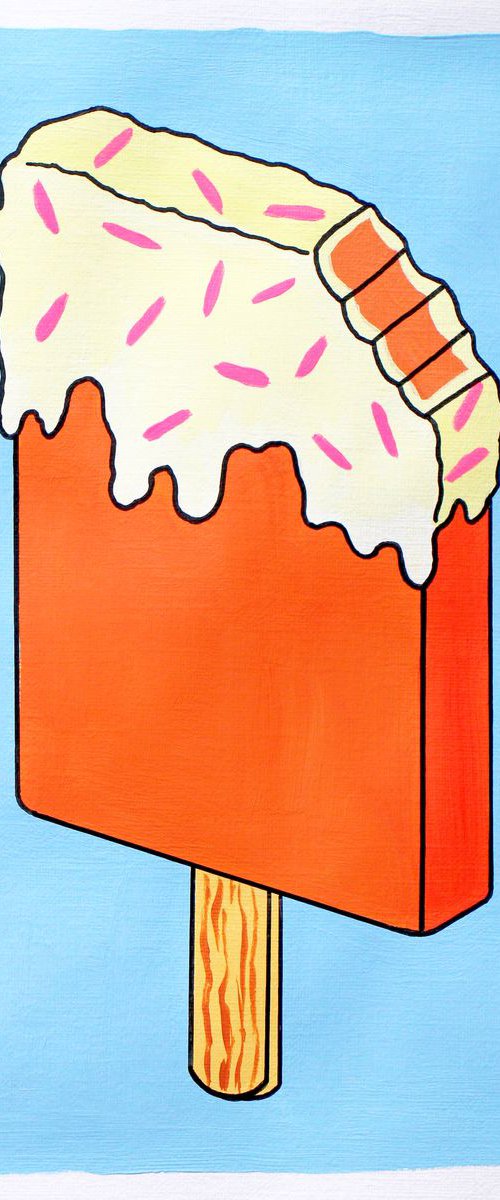 Orange And Sprinkles Ice Lolly - Pop Art Painting On A4 Paper (Unframed) by Ian Viggars