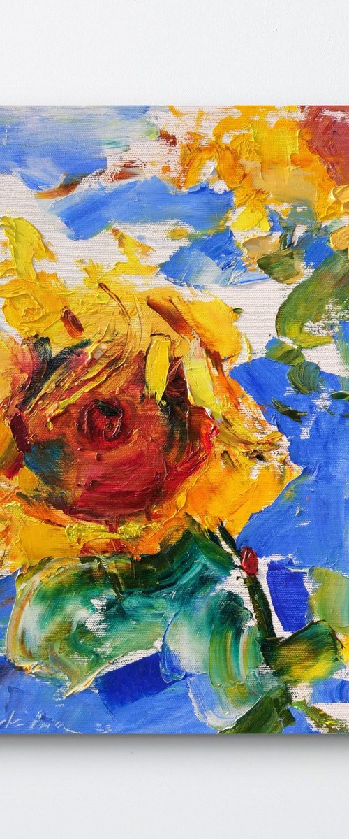 Sunflowers and sky by Helen Shukina
