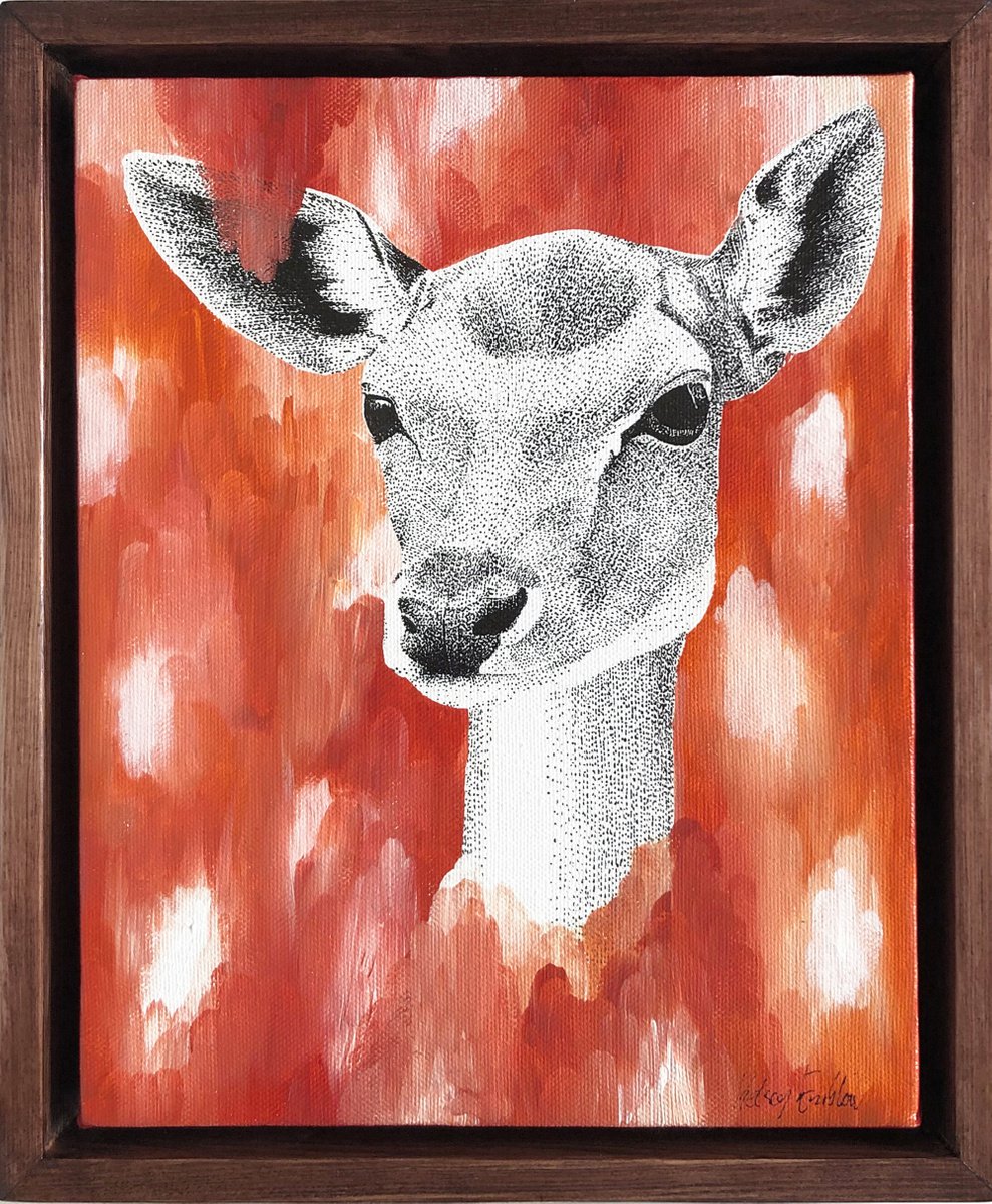 Dreamy Fallow Deer Painting on Canvas by Kelsey Emblow