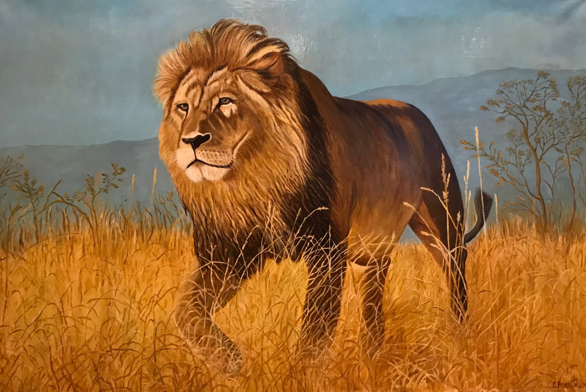Original oil painting Lion - 120x80 cm (2019) by Evgeniya Roslik