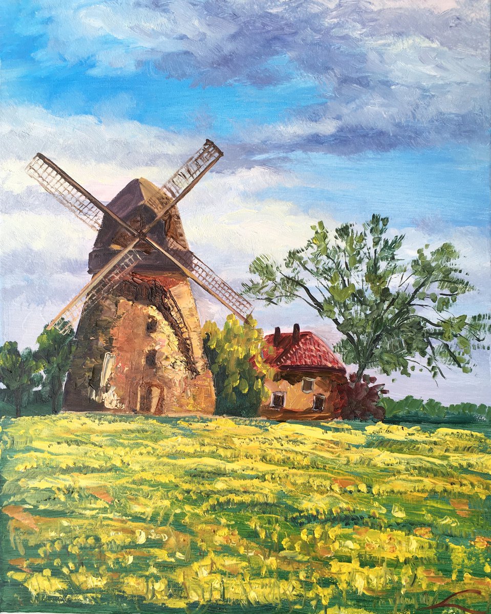 Windmill By Elena Sokolova, 16 X 20, Artwork For Sale On Artfinder