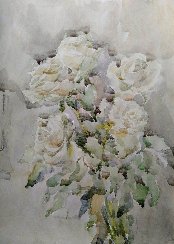 Roses. Original watercolour painting.