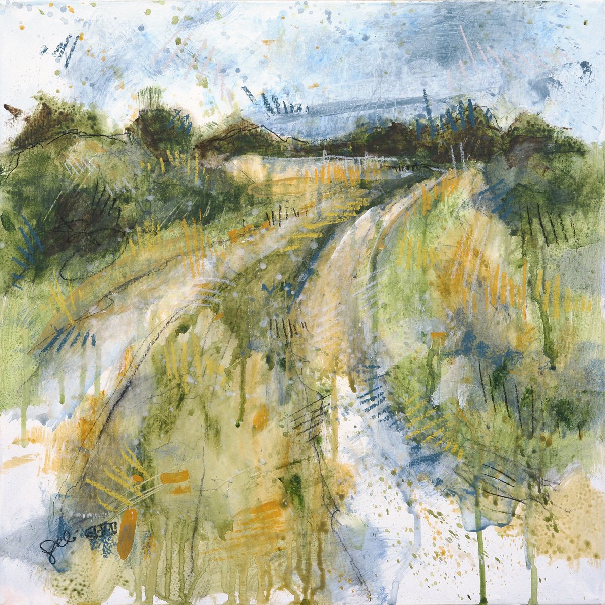 Expressive Landscape Painting By Benedicte Gele, 16 X 16, Where We Go, Original Artwork