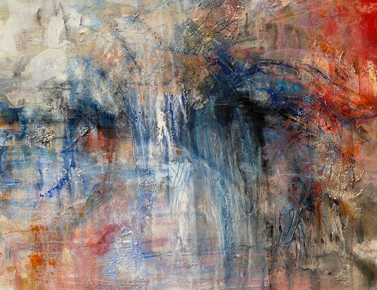 Organic Abstract Painting By Katja Wittmer, 24 X 20", Impromptu Viii, Original Artwork