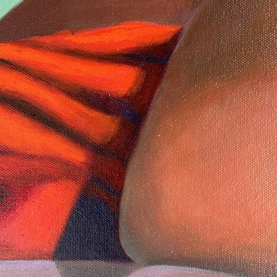 Original oil painting Female portrait Nude