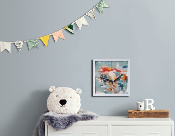 Sunlit Boat Reflections