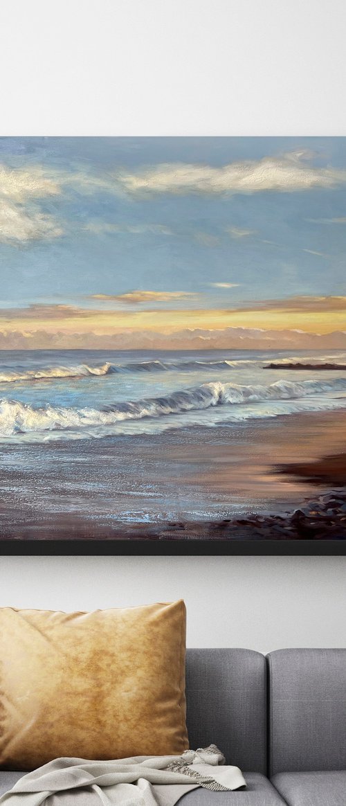 "Sea 2" Blue seascape oil art by Mary Amur