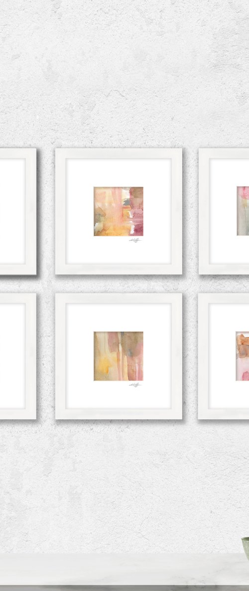 Lullaby Collection 3 - Set of 6 Abstract Paintings in Mats by Kathy Morton Stanion by Kathy Morton Stanion