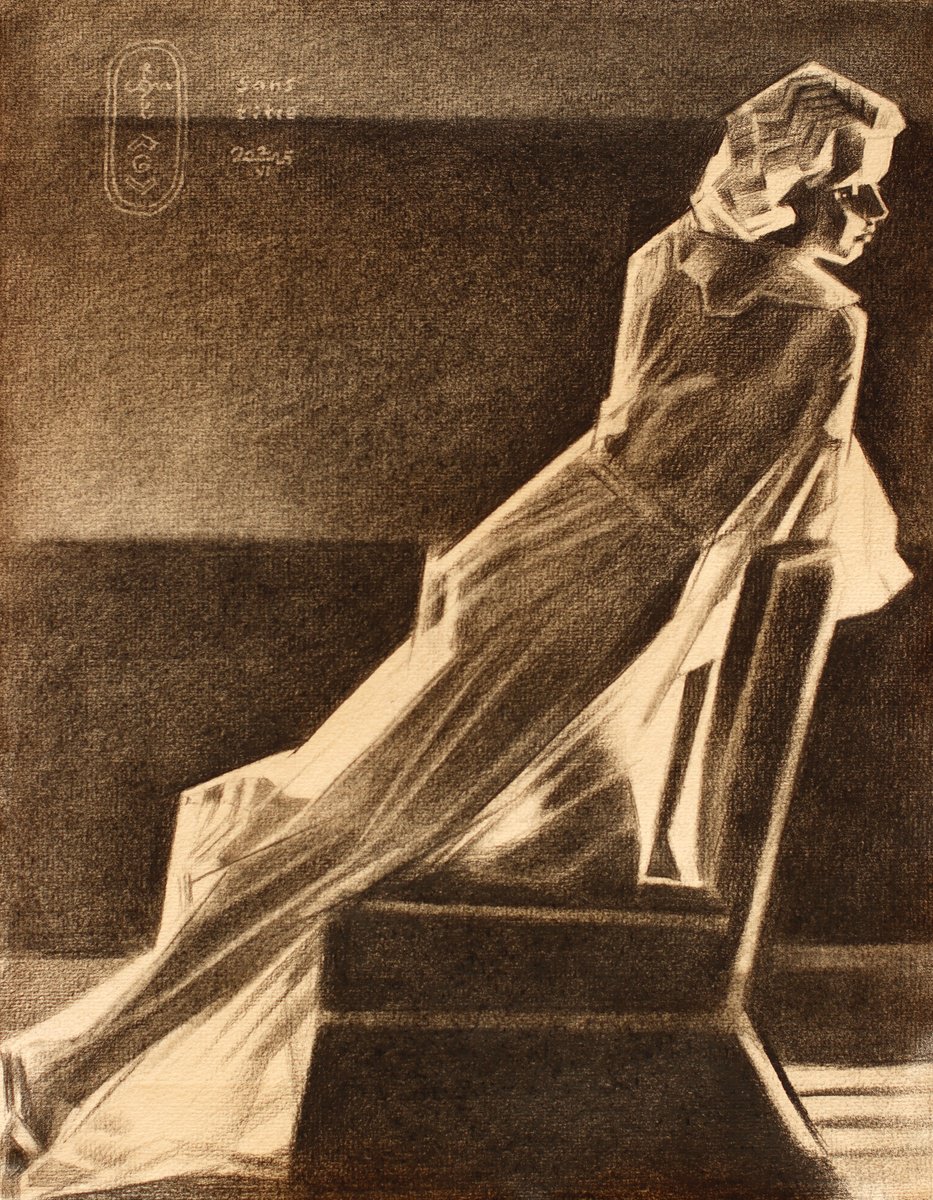 Geometric Portrait Pencil Drawing By Corne Akkers, 9 X 12, Sans Titre - 02-06-25, Original Artwork