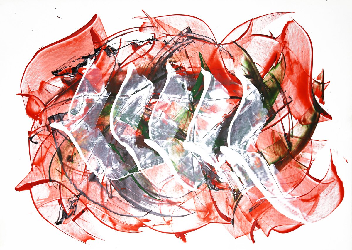 Abstract Acrylic Painting By Evgenia Makarova, 23 X 17, Abstract Composition N 8383, Original Artwork