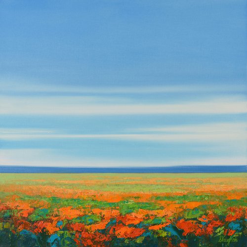 Vibrant Flowers - Colorful Flower Field Landscape by Suzanne Vaughan