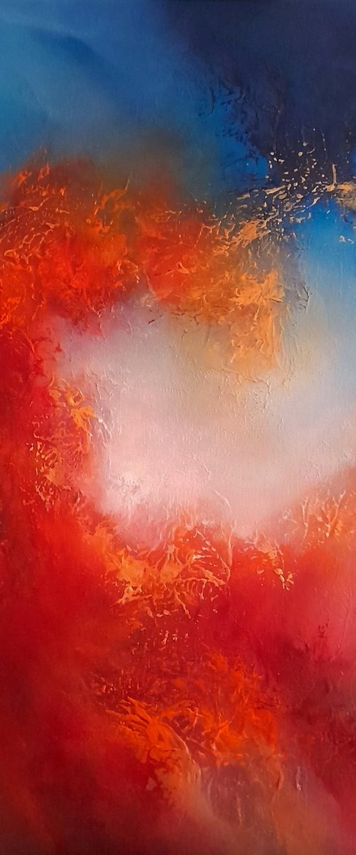 The Dragon's Breath (40cm X 50cm abstract slimline oil painting) by Gillian Luff
