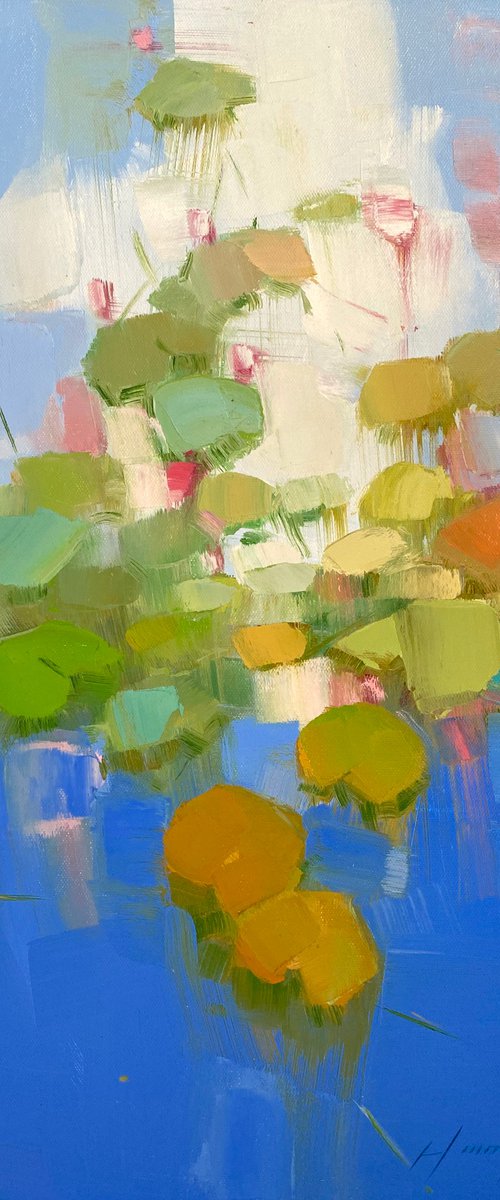 Waterlilies, Original oil painting, Handmade artwork, One of a kind by Vahe Yeremyan