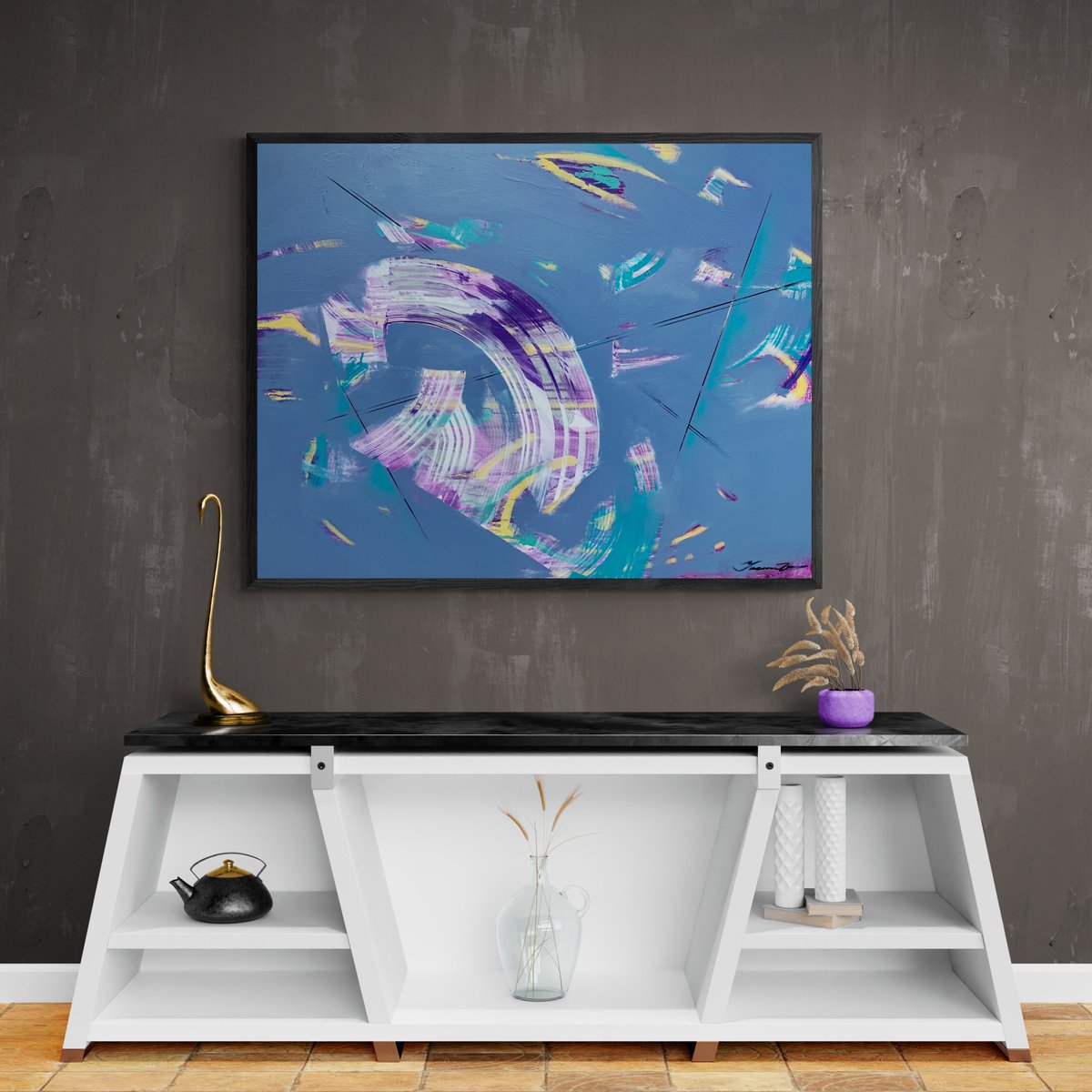 Abstract Acrylic Painting By Yaroslav Yasenev, 45 X 37", Motion, Original Artwork