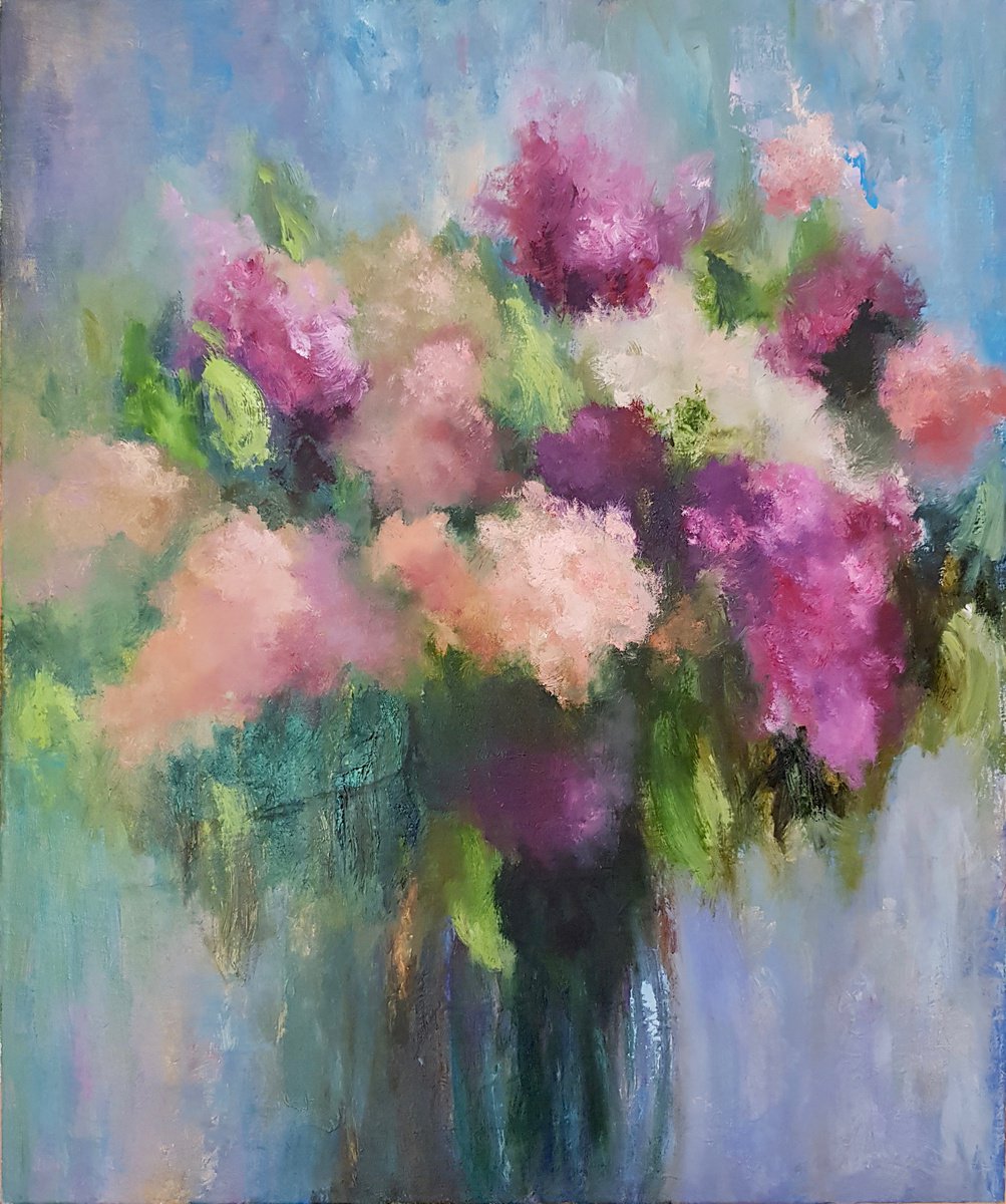 Expressive Botanical Oil Painting By Svetlana Grishkovec-Kiisky, 20 X 24", Flowers, Original Artwork