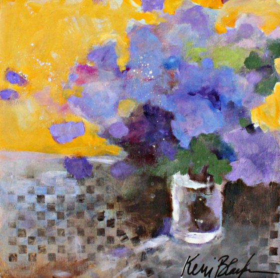 Purple Flowers in a Yellow Room