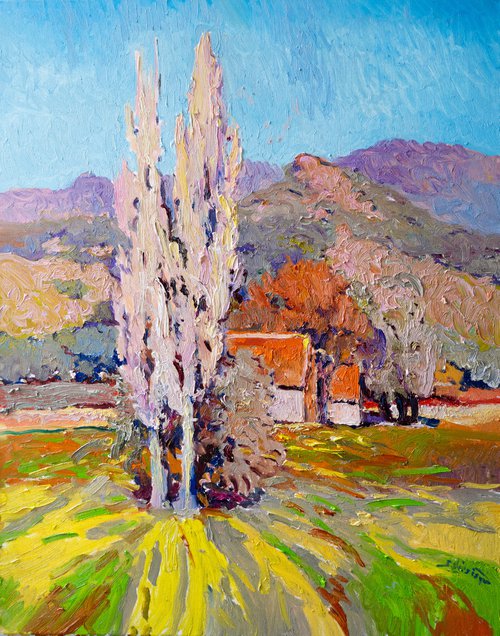Landscape with Two Naked Poplars by Suren Nersisyan