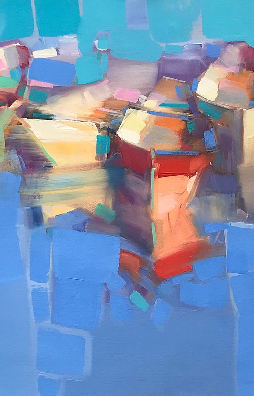 Fishing Boats, Original oil painting, Handmade artwork, One of a kind by Vahe Yeremyan