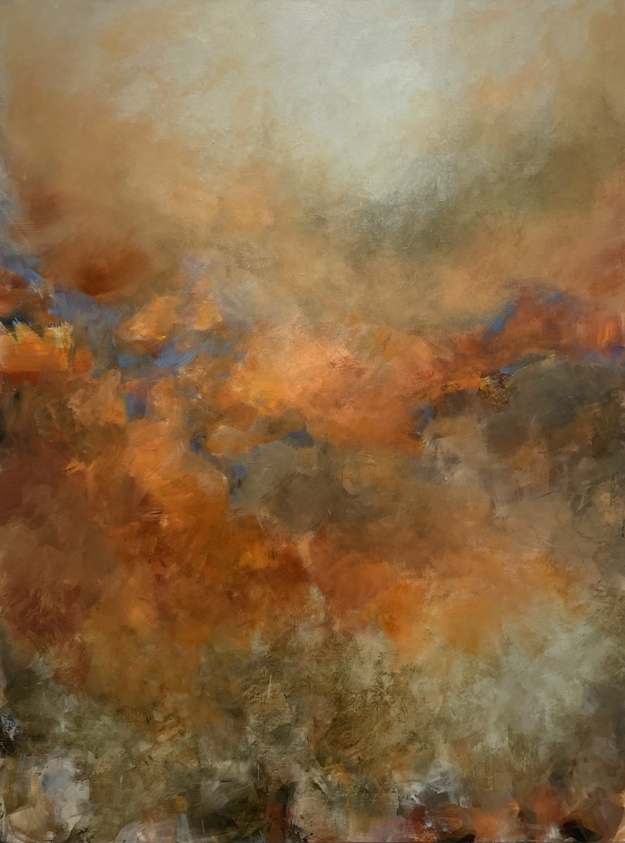 Abstract Acrylic Painting By Miri Baruch, 35 X 47", Winbds That Color The Land, Original Artwork