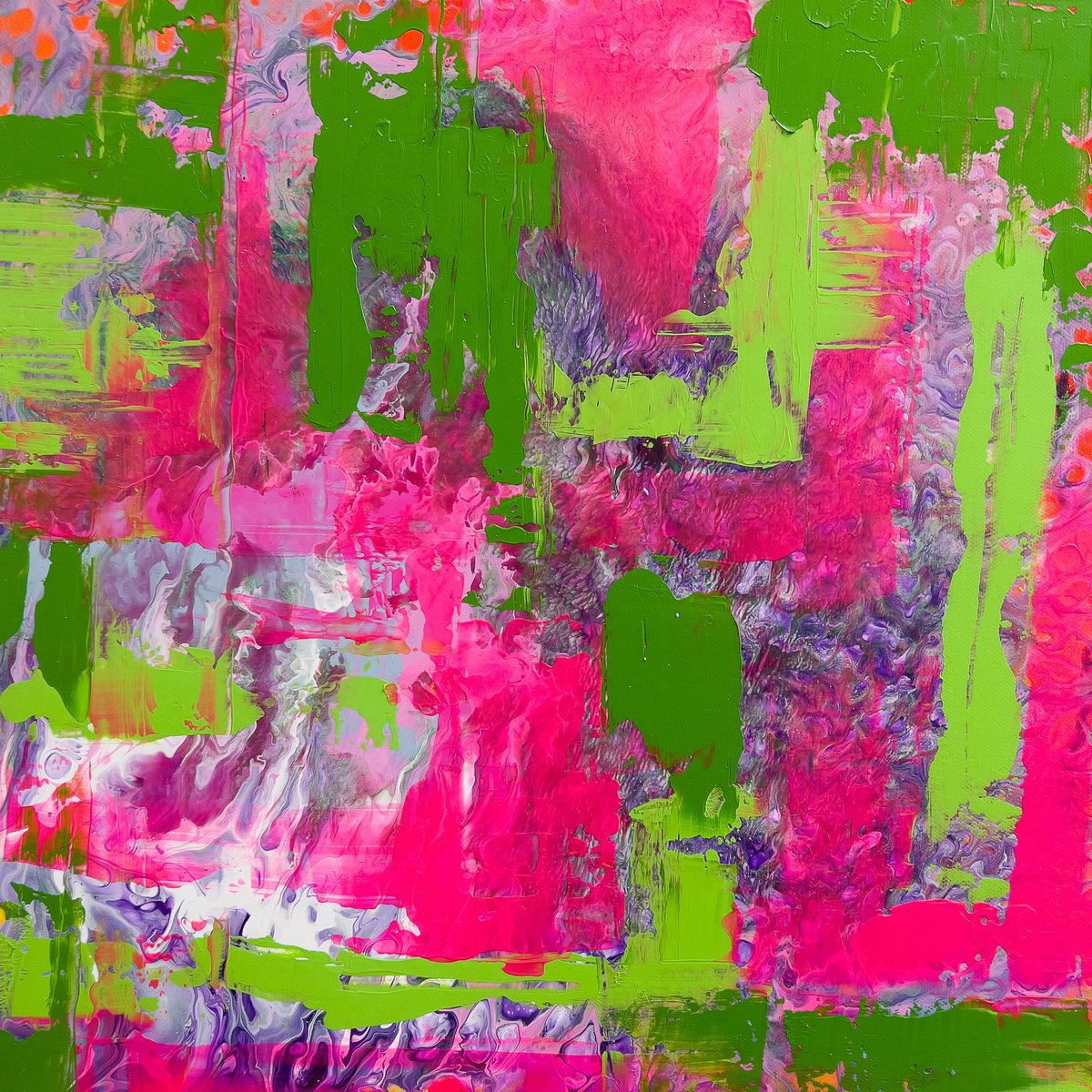 Expressive Abstract Acrylic Painting By Km Arts, 12 X 12", Dance With Me, Original Artwork