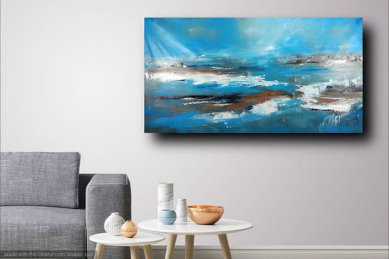 large landscape  painting 140x70 cm-large wall art   title : abstract-c401