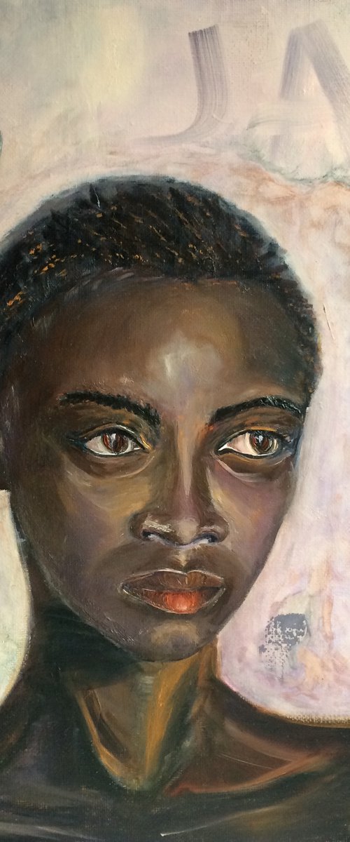 People original oil painting - Portrait of the african girl - Black woman wall art by Olga Ivanova