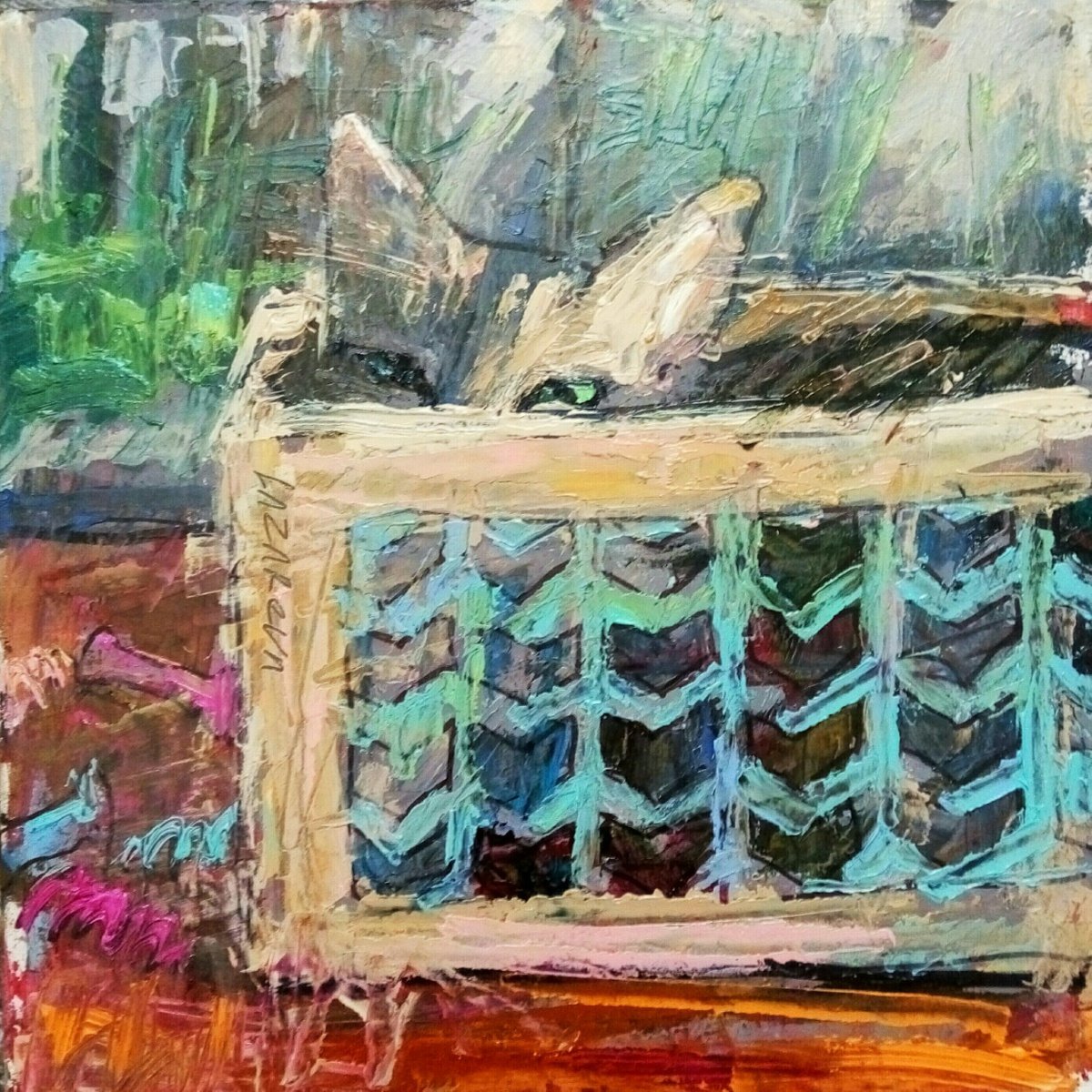 Cat in a box by Valerie Lazareva